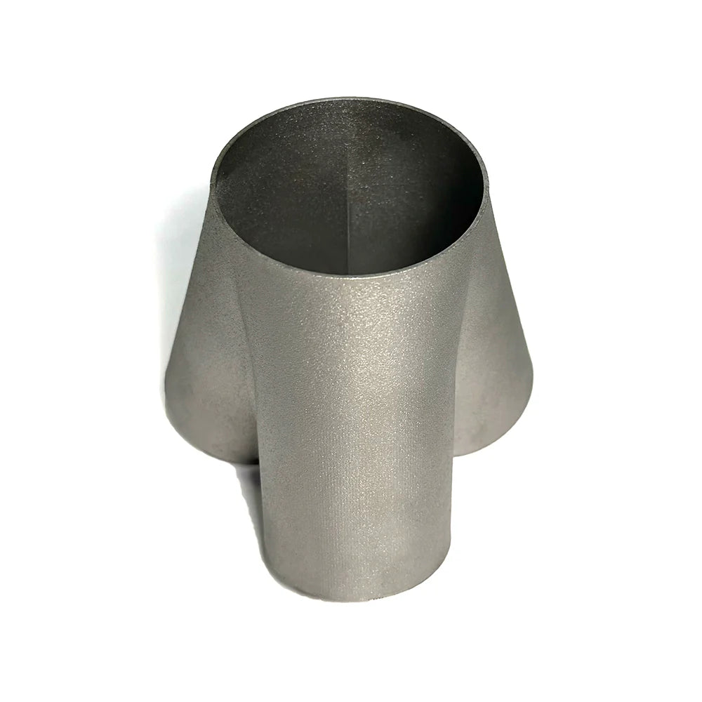 3D Printed Inconel 625 3-1 Merge Collector - 1.75" Primaries to 2.25" Outlet - Butt Weld - 17° Splay Type