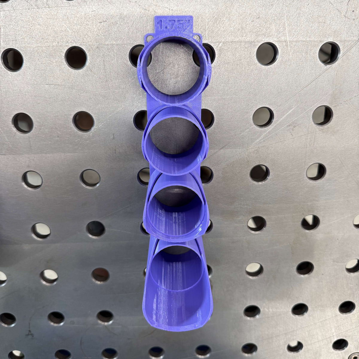 Single size tube notching templates in purple overhead